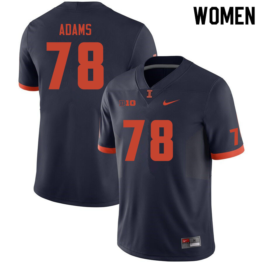 Women #78 Isaiah Adams Illinois Fighting Illini College Football Jerseys Sale-Navy